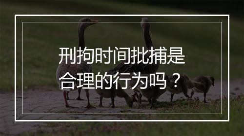 刑拘时间批捕是合理的行为吗？