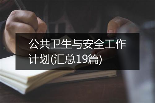 公共卫生与安全工作计划(汇总19篇)