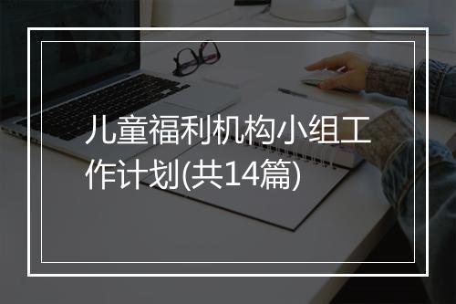 儿童福利机构小组工作计划(共14篇)