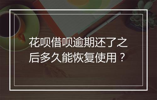 花呗借呗逾期还了之后多久能恢复使用？