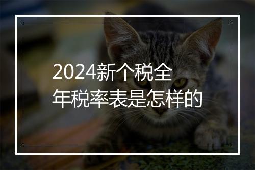 2024新个税全年税率表是怎样的