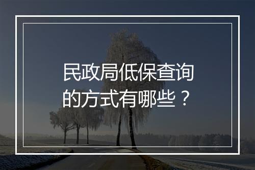 民政局低保查询的方式有哪些？
