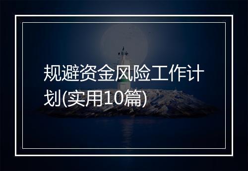 规避资金风险工作计划(实用10篇)