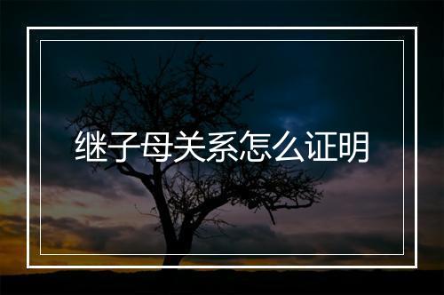 继子母关系怎么证明
