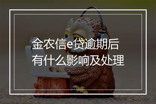 金农信e贷逾期后有什么影响及处理