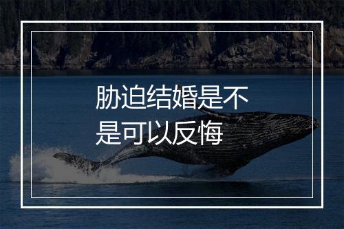 胁迫结婚是不是可以反悔