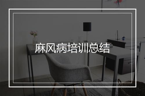 麻风病培训总结