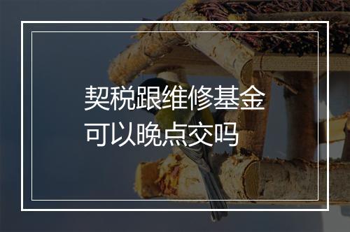 契税跟维修基金可以晚点交吗