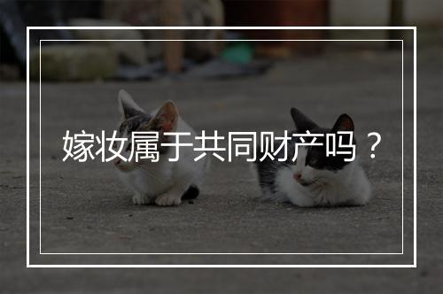 嫁妆属于共同财产吗？
