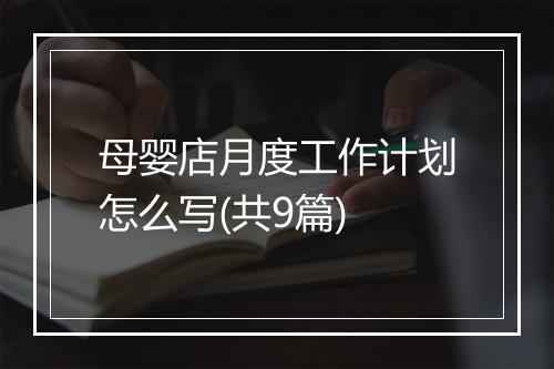 母婴店月度工作计划怎么写(共9篇)