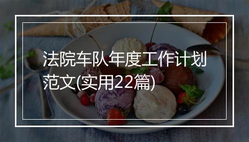 法院车队年度工作计划范文(实用22篇)