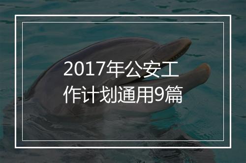 2017年公安工作计划通用9篇