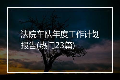 法院车队年度工作计划报告(热门23篇)