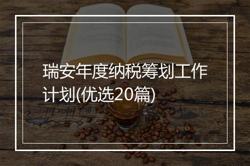 瑞安年度纳税筹划工作计划(优选20篇)