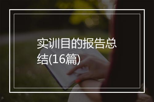 实训目的报告总结(16篇)