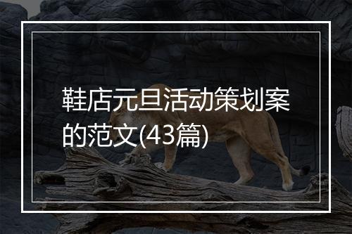鞋店元旦活动策划案的范文(43篇)