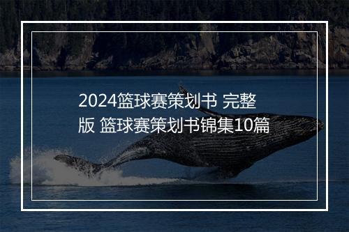 2024篮球赛策划书 完整版 篮球赛策划书锦集10篇