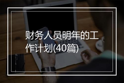 财务人员明年的工作计划(40篇)