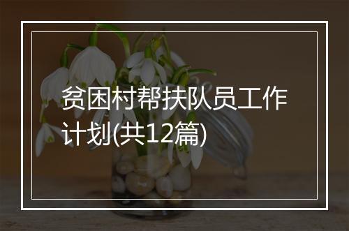 贫困村帮扶队员工作计划(共12篇)