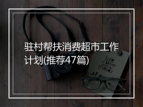 驻村帮扶消费超市工作计划(推荐47篇)