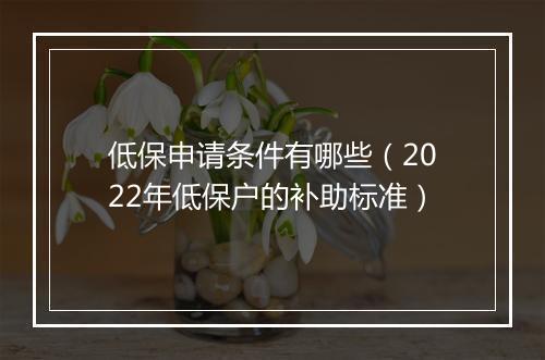低保申请条件有哪些（2022年低保户的补助标准）