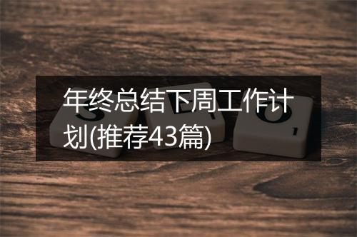 年终总结下周工作计划(推荐43篇)
