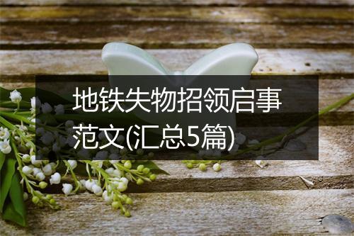 地铁失物招领启事范文(汇总5篇)
