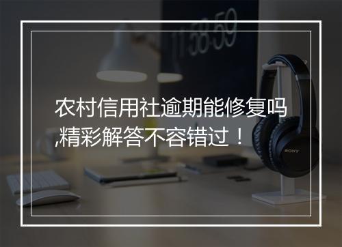 农村信用社逾期能修复吗,精彩解答不容错过！