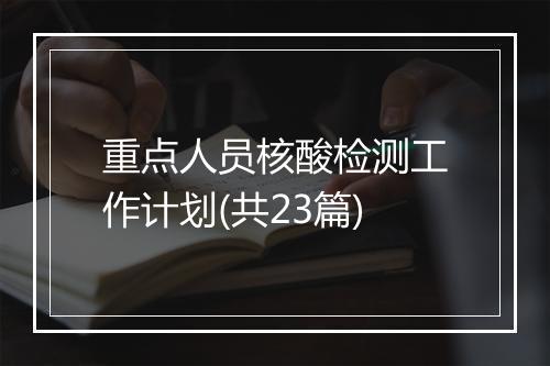 重点人员核酸检测工作计划(共23篇)