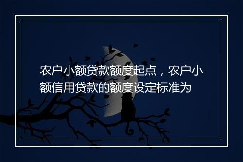 农户小额贷款额度起点，农户小额信用贷款的额度设定标准为