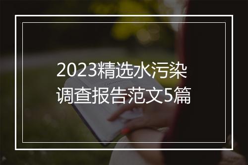 2023精选水污染调查报告范文5篇