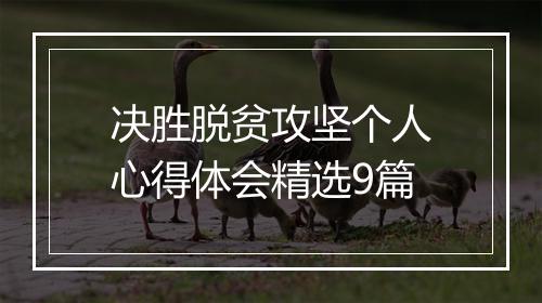 决胜脱贫攻坚个人心得体会精选9篇