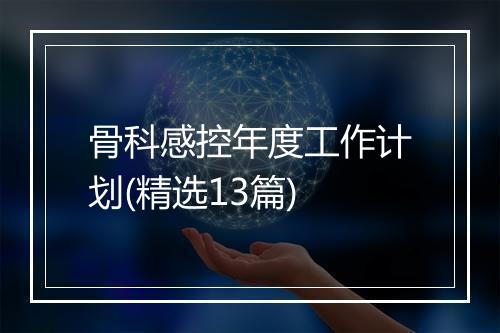 骨科感控年度工作计划(精选13篇)
