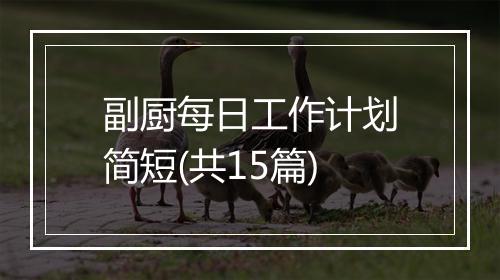 副厨每日工作计划简短(共15篇)