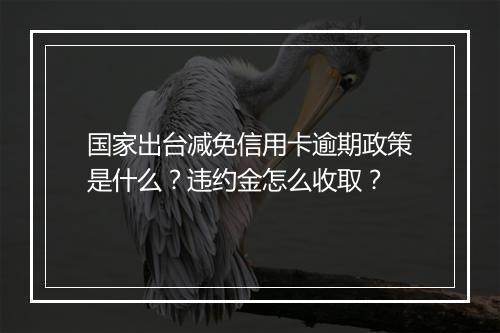 国家出台减免信用卡逾期政策是什么？违约金怎么收取？