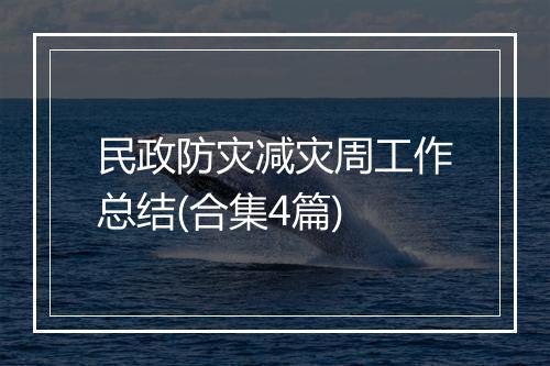 民政防灾减灾周工作总结(合集4篇)