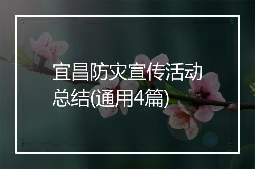 宜昌防灾宣传活动总结(通用4篇)
