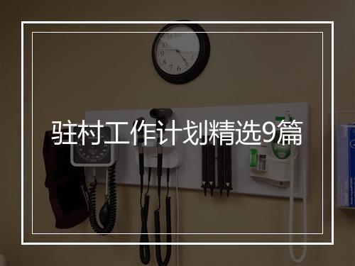 驻村工作计划精选9篇