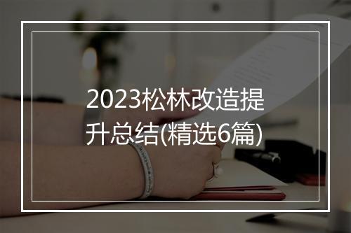 2023松林改造提升总结(精选6篇)