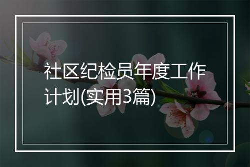 社区纪检员年度工作计划(实用3篇)