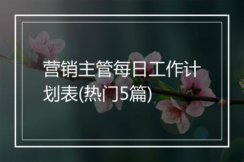 营销主管每日工作计划表(热门5篇)