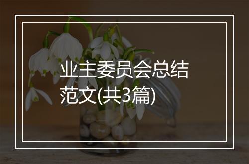 业主委员会总结范文(共3篇)