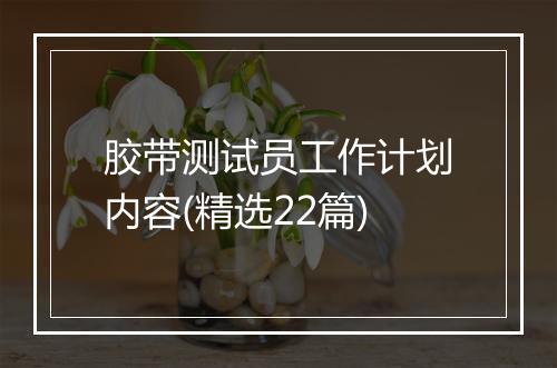 胶带测试员工作计划内容(精选22篇)
