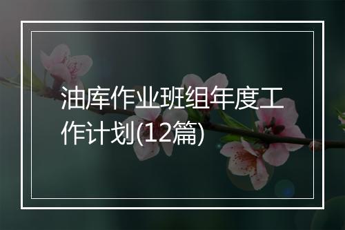 油库作业班组年度工作计划(12篇)