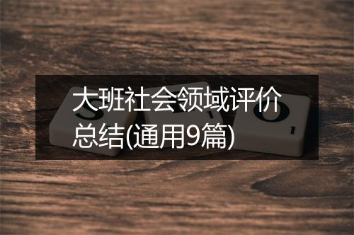 大班社会领域评价总结(通用9篇)