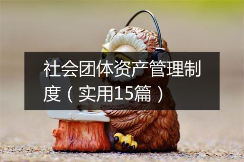 社会团体资产管理制度（实用15篇）