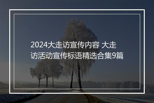 2024大走访宣传内容 大走访活动宣传标语精选合集9篇