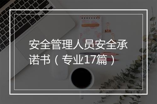 安全管理人员安全承诺书（专业17篇）