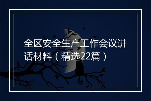 全区安全生产工作会议讲话材料（精选22篇）