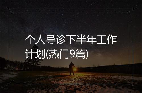 个人导诊下半年工作计划(热门9篇)